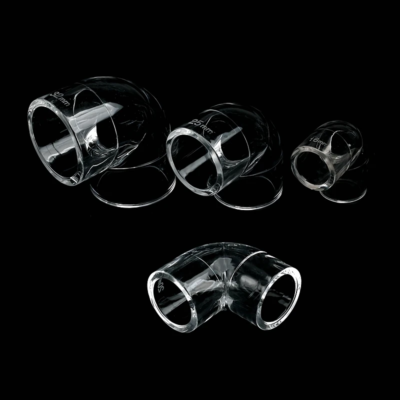 1~8PCS 16~50mmTransparent Acrylic 90° Elbow Connector PMMA Watering Supply Plexiglass Hard Tube Aquarium Fish Tank Accessories