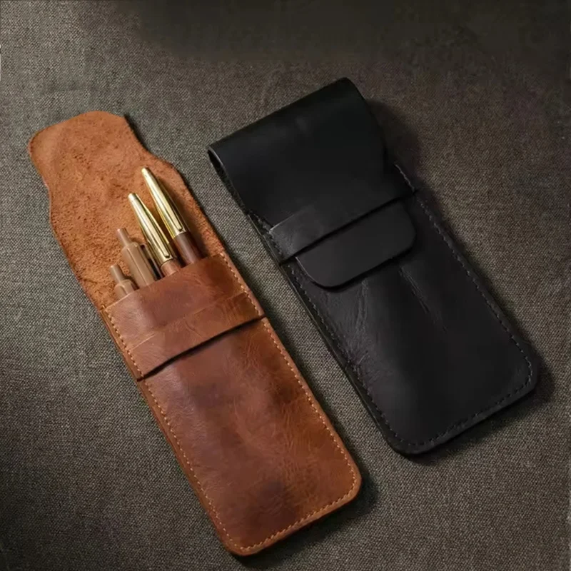 Pen Pouch For Ballpoint & Fountain Leather Flap Pen Case Stationery Storage Bag Office For Reading Writing Study And Work Kit