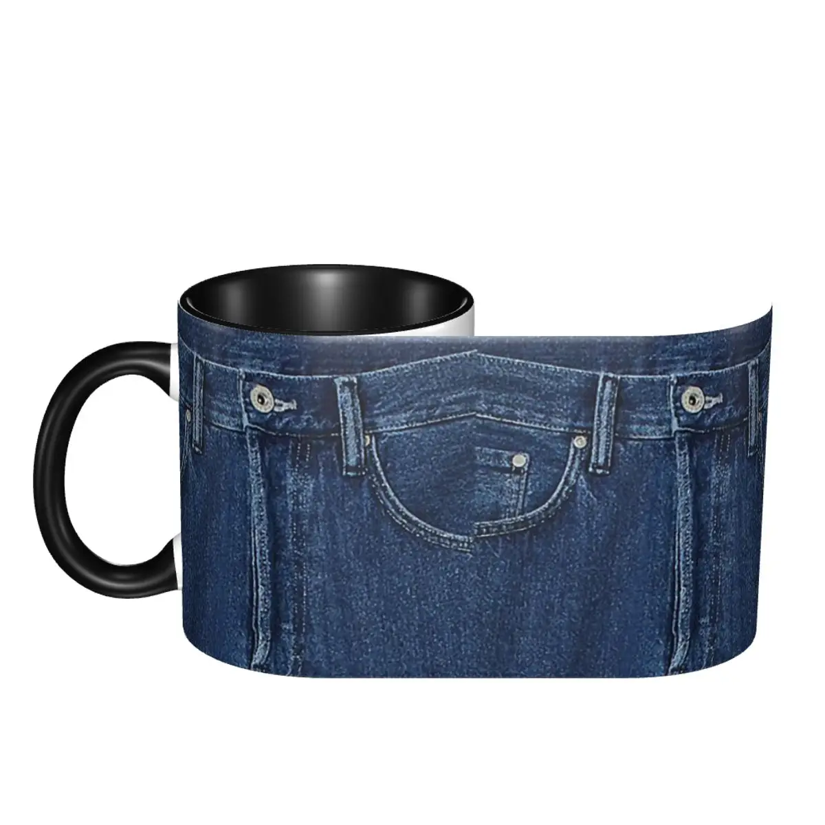 Blue Denim Classic Jeans Texture Mug Funny Ceramic Coffee Cups Tea Mugs Milk Cup Drinkware Gifts for Friends DIY Custom
