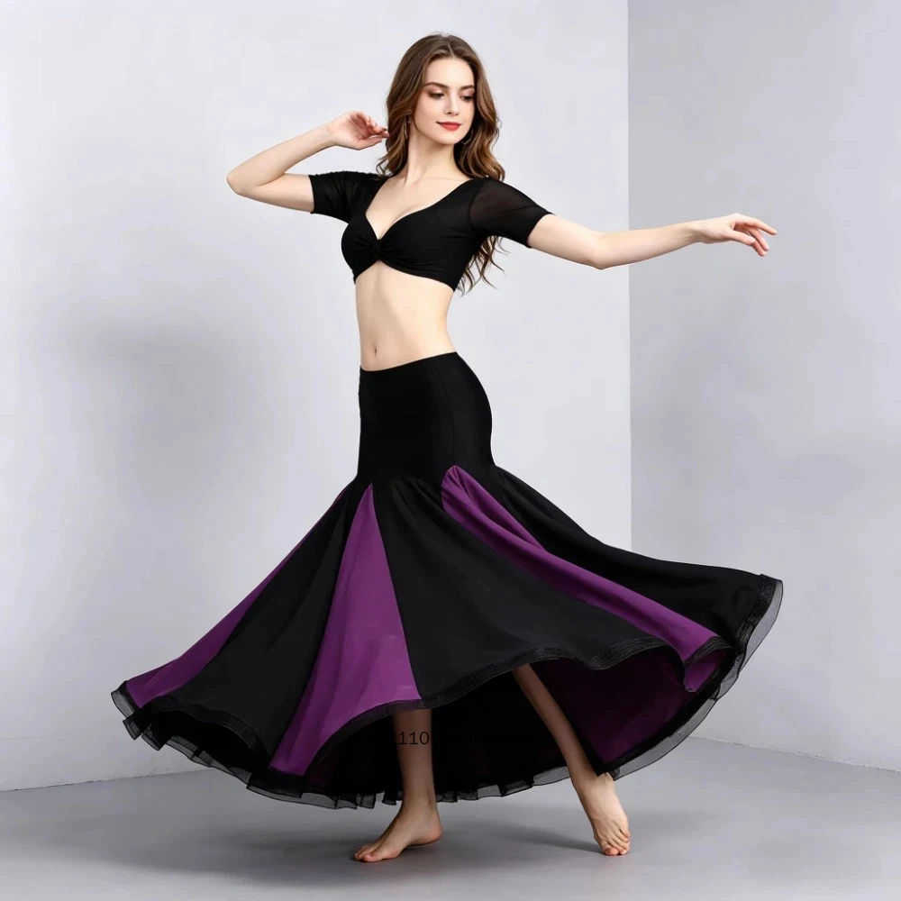 

2026 New Women Belly Dance Mermaid Skirt Hip Wrap Big Swing Long Skirt Sexy Oriental Dance Practice Performance Costume
