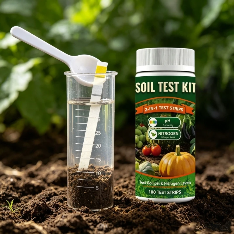 2 in 1 Soil Test Strips for Acidity and Nitrogen, 100 Count Garden Soil Testing Set for Vegetable Bed, Pot, Planter and M4YD