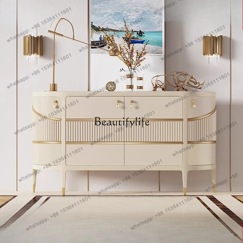 Light luxury dining side cabinet Solid wood storage Modern simple household wall floor locker