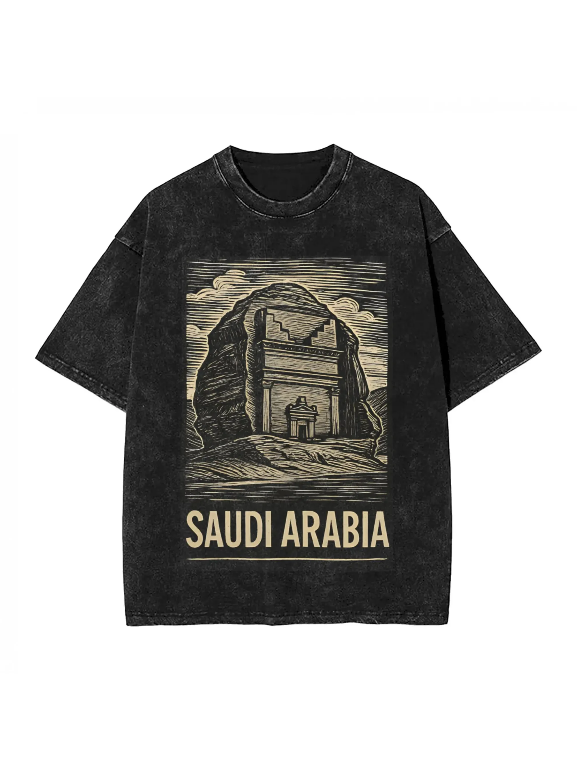 تي شيرت للزوجين في المملكة العربية السعودية تي شيرت مغسول باليوم الوطني تي شيرت صيفي عصري ورائع ملابس قطنية مطبوعة ممتعة #1