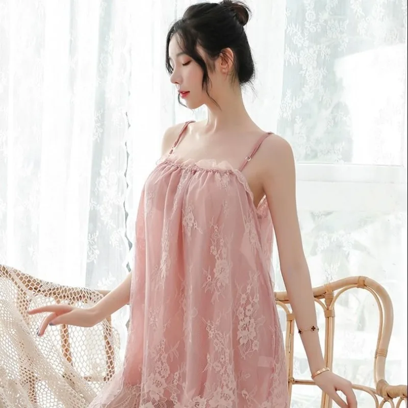 Lace Large Size Sexy Nightgown Women Lingerie Sexy Pajamas Night Gown Sleepwear Mini Dresses Camisolas Black Pink Green New