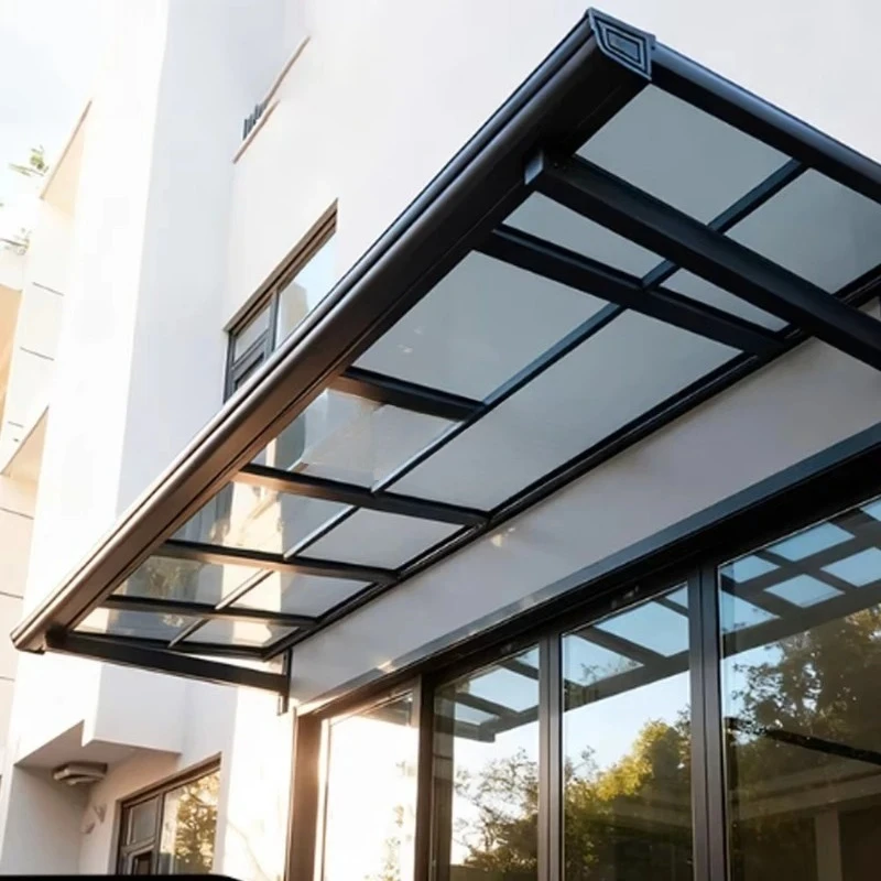 

Luxury Customized Aluminum Alloy Frame Polycarbonate Remote Control Retractable Front Door Awning Canopy for Balcony UV Protect