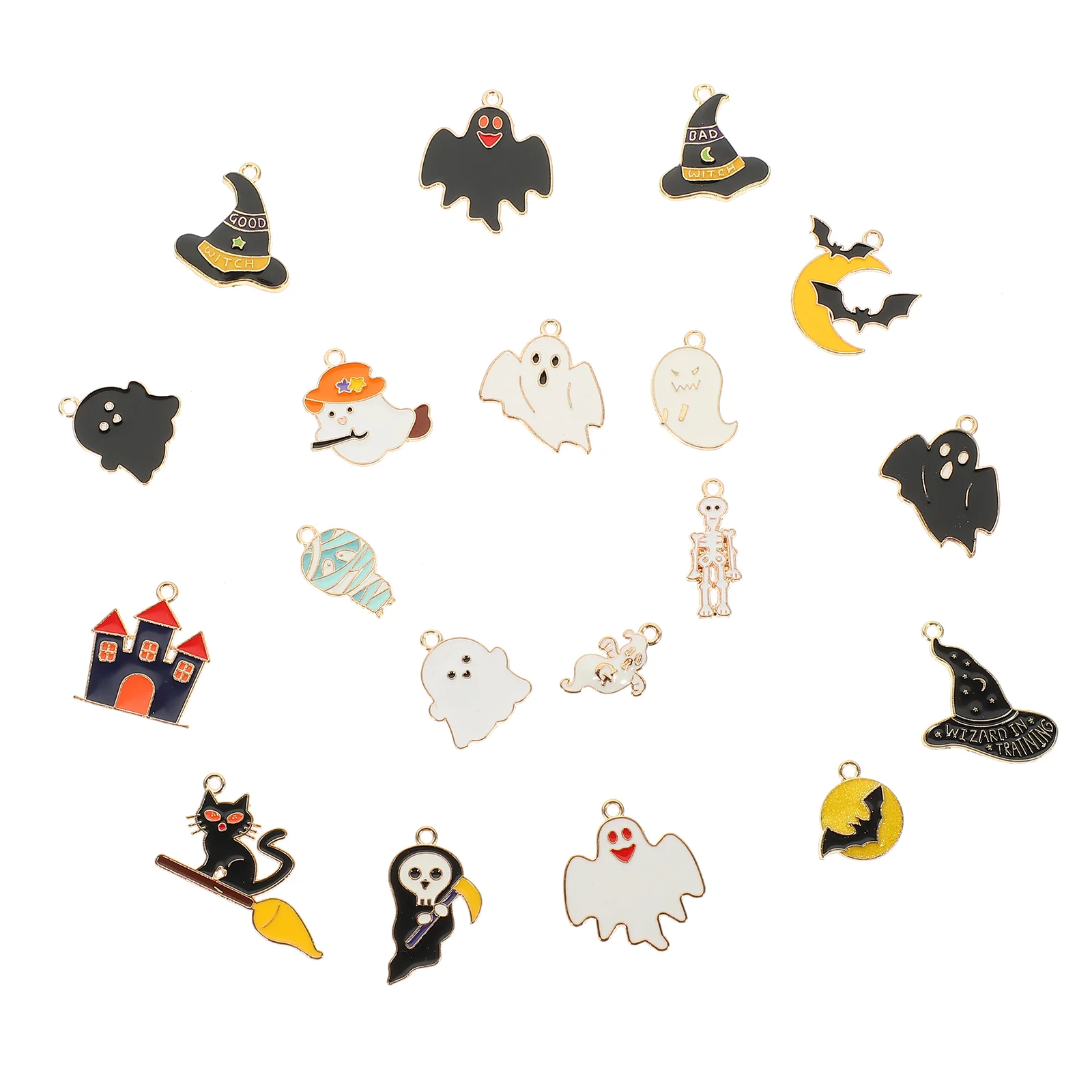 19 Pcs Halloween Pendant Decor Jewelry Accessory Necklace Charm Bracelet DIY Accessories Earrings Alloy Making