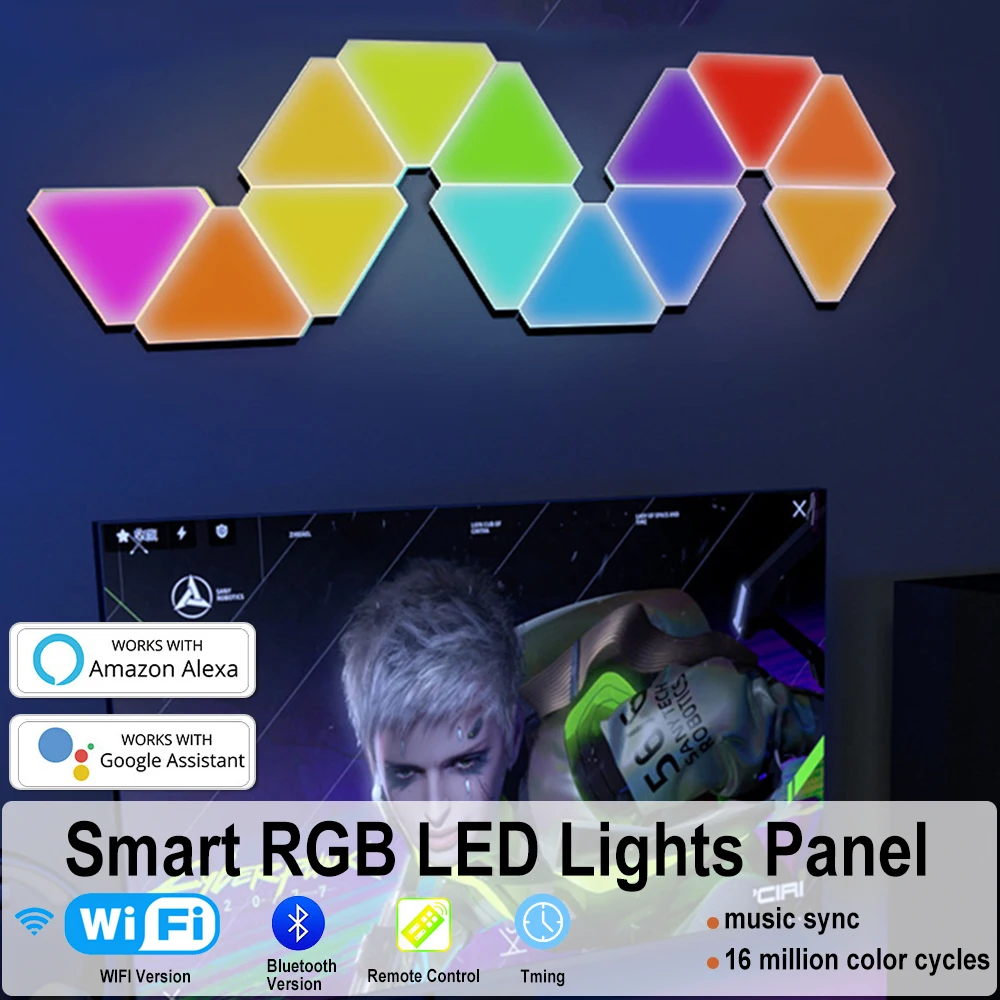 

Smart APP WIFI RGB Quantum Lamp USB 5V LED Hexagon Wall Lights Music Sync Ambient Night Lights for Wedding Home Party Room Decor