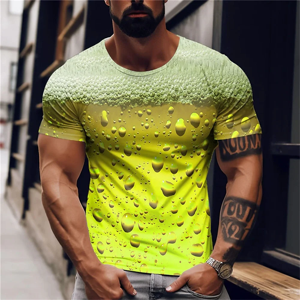 Camiseta con estampado 3d para hombre, camisa divertida de cerveza, ropa de calle informal de verano, Unisex, 2023