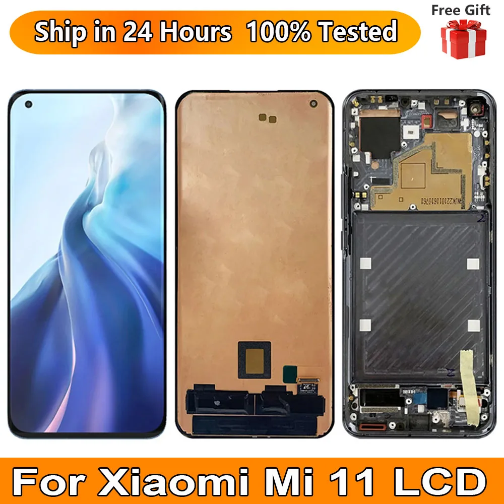 

6,81 "OLED для Xiaomi Mi 11, ЖК-дисплей, сенсорный экран, датчик, дигитайзер в сборе, замена для Xiaomi Mi 11, ЖК-дисплей с рамкой