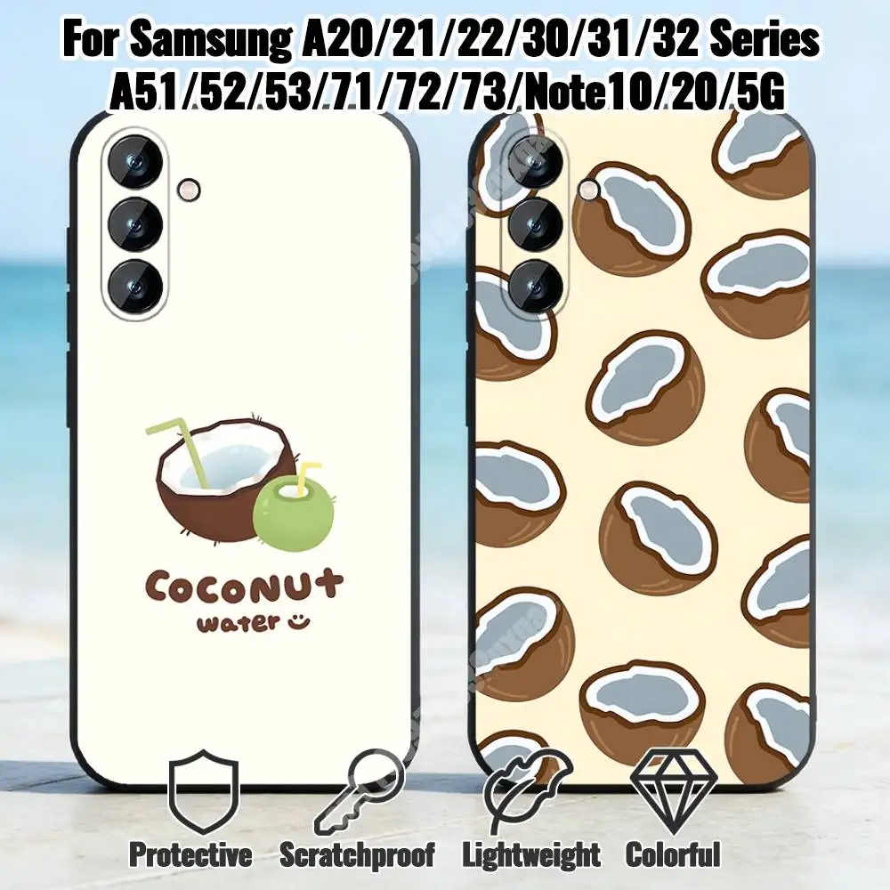 Summer Tropical Coconut Phone Case for Samsung Galaxy A73 72 71 70 A32 31 30 S 5G 4G A13 A12 TPU Cover