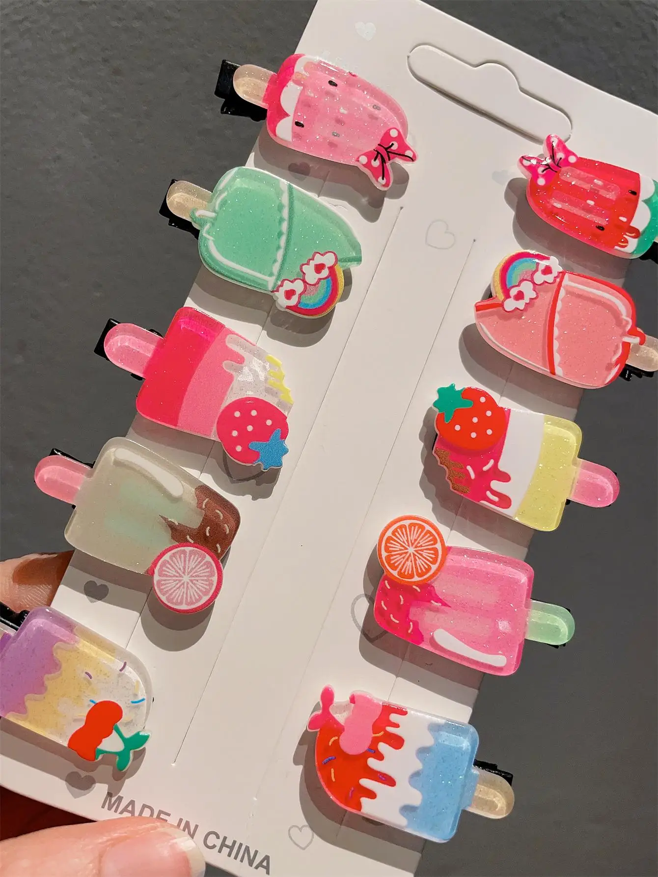 10 hair clips Summer new hair accessories Cute Ice cream Ice cream Clip bangs clip duck beak clip edge clip