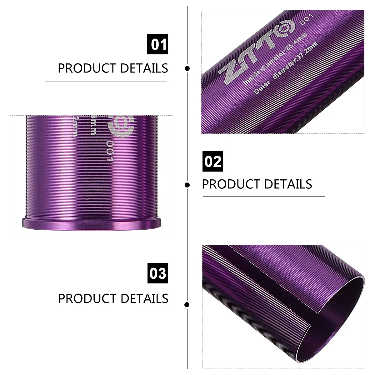 

2Pcs Seatpost Adapter Aluminum Alloy Bike Seatpost Reducer Shim 25.4mm to 27.2mm Seat Tube Sleeve for Mountain Road Bike