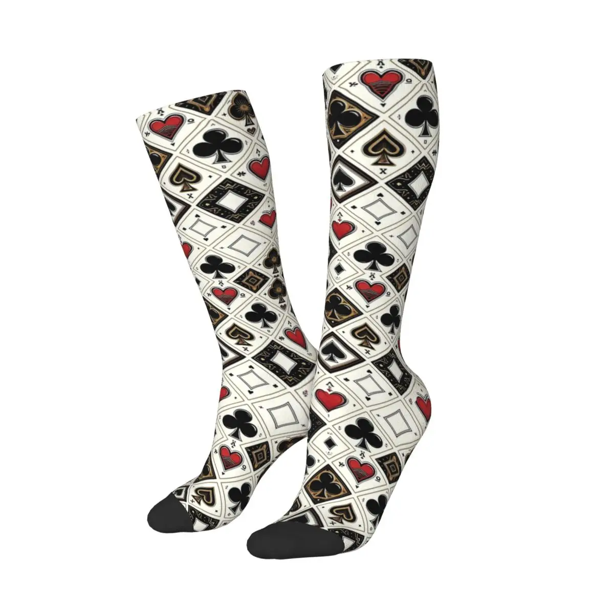 Casino Playing Card Symbols Diamond Heart Spade Clubs Socks Harajuku Stockings All Season Long Socks for Man's Woman's Gifts