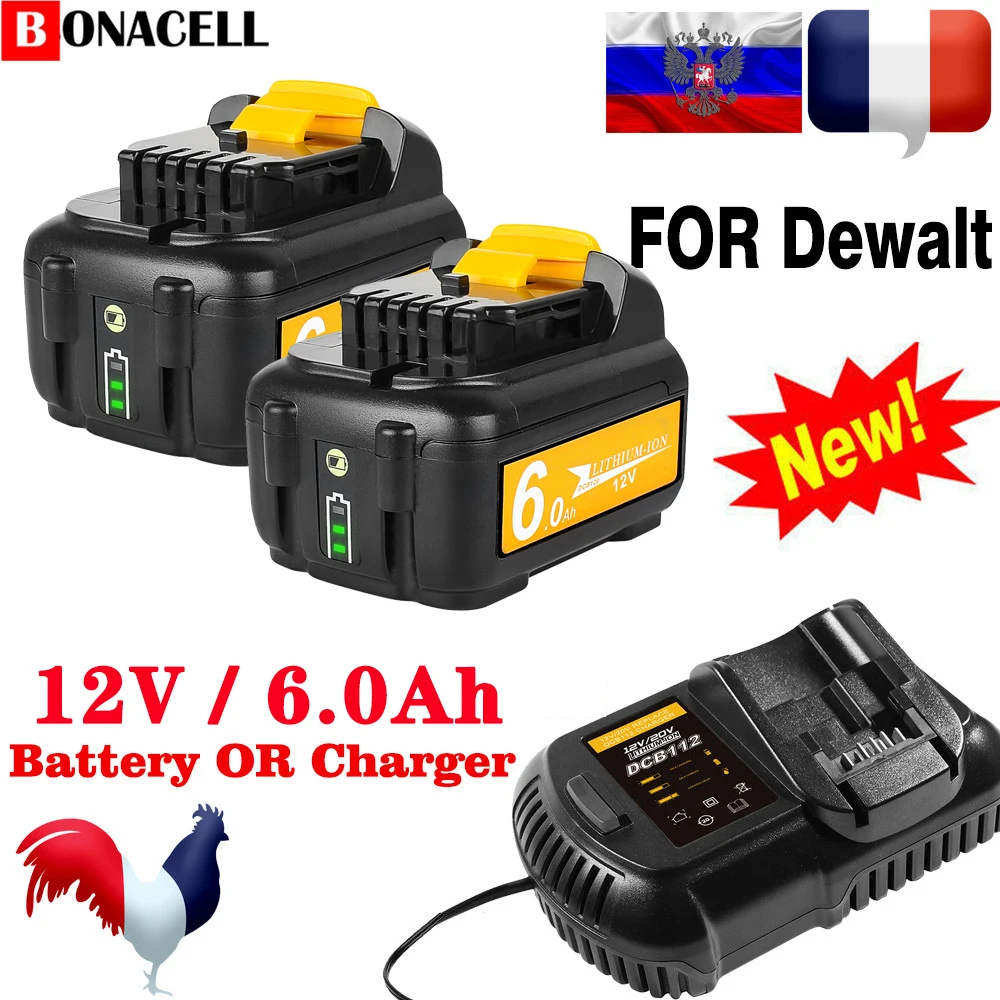 Dla baterii Dewalt 12 v DCB127-XJ Bateria 12 Volt 6.0Ah dla baterii dewalt 12 V dcb120 DCB123 DCB122 DCB124 DCB121