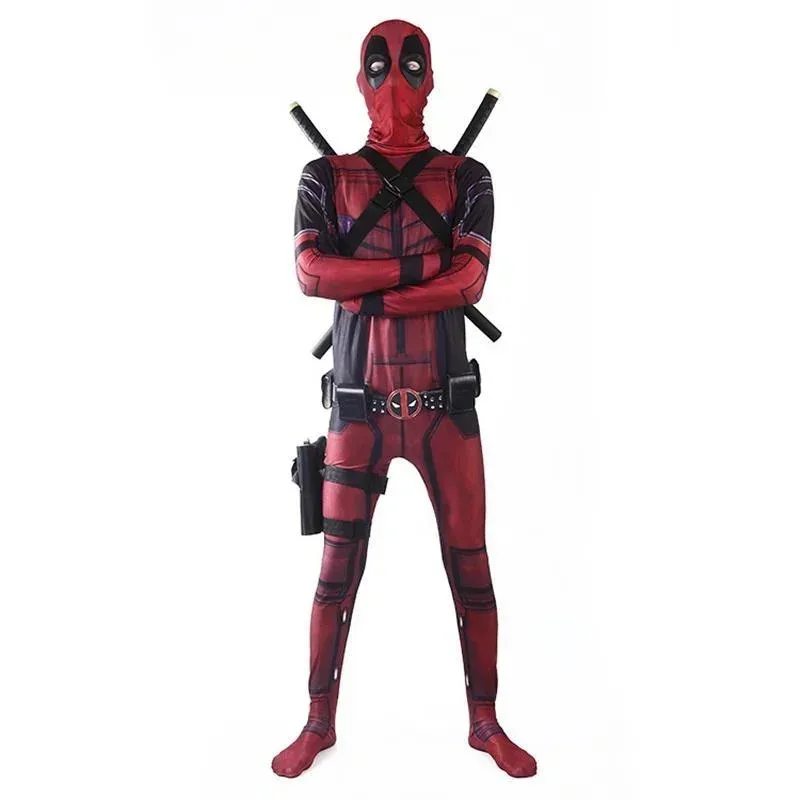 DY20Deadpool زي تأثيري الاطفال الكبار البدلة أنيمي خارقة هالوين الموت النادل الكبار خدمة يوتار اكسسوارات حزام * w * 125