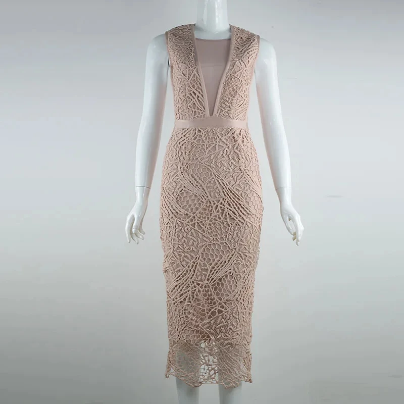 2025 verão novas roupas femininas da moda tanque com decote em v renda bordado vestido de gravata de comprimento médio estilo europeu e americano