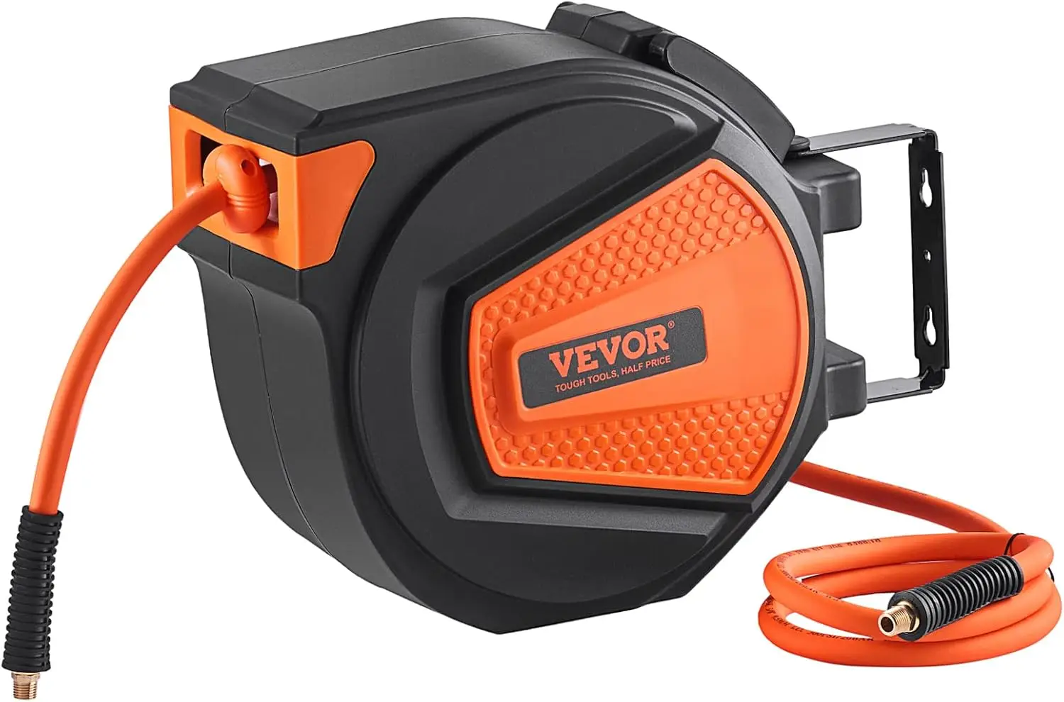 Retractable Air Hose Reel 3/8IN x 50FT Hybrid Air Hose Max 300PSI | 5ft Lead in, Ceiling/Wall Mount, 180° Swivel Mount, Enclosed