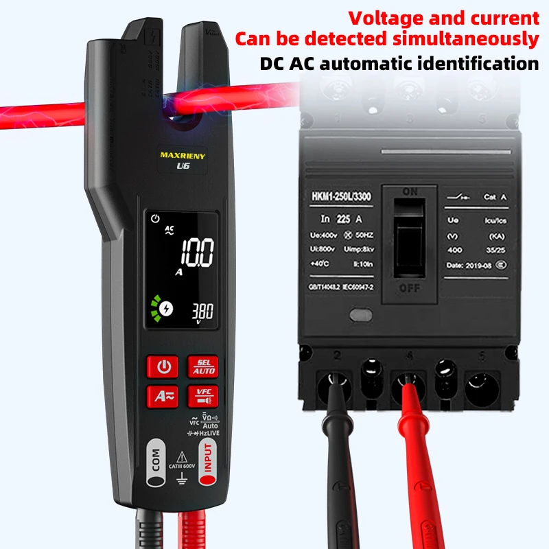 digital fork clamp meter 600a atual amperimetro de mandibula aberta multimetro dc ac current hz electrical tester bateria recarregavel novo 01