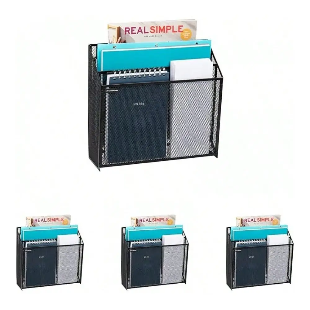 

Вертикальный органайзер для файлов Reader, настольный органайзер, настенное крепление, для офиса, металлическая сетка, 12.5 Д x 3.75 Ш x 11.5 В, черный, 2025