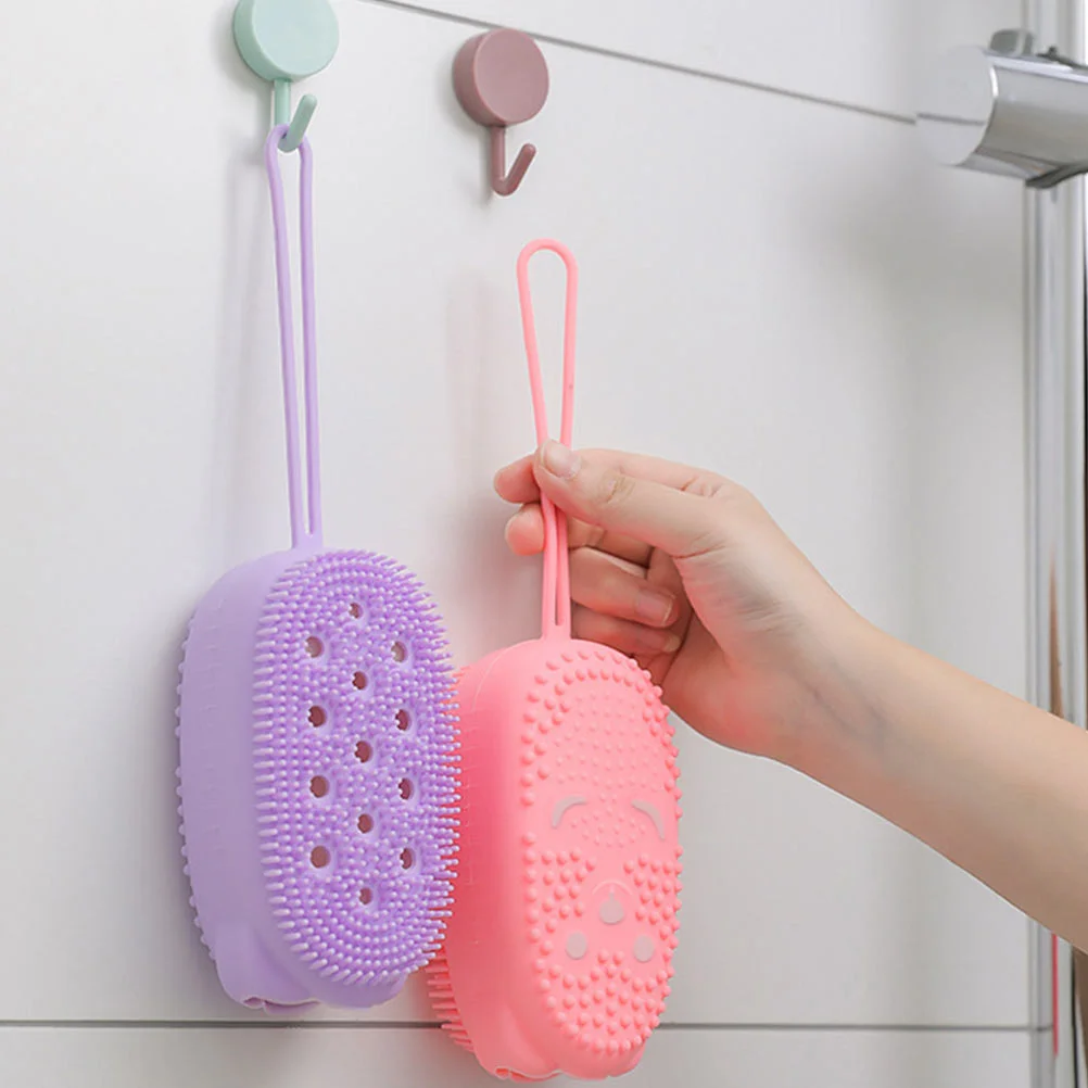 

6 Pcs Silicone Bath Brush Shower Bathing Supply Sponge Bathroom Massager Cleaning Double-sided Body Washing