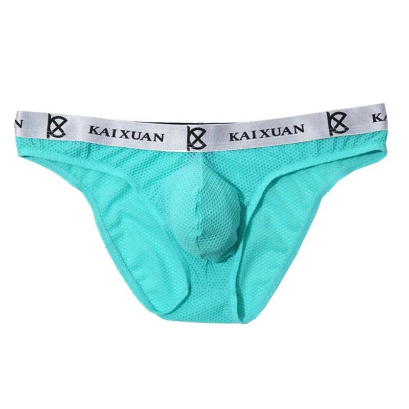Men's Ice Silk Mesh Briefs Soft Skin-Friendly Ultra-Thin Low Waist Sexy U Convex Pouch Slim Fit Underwear