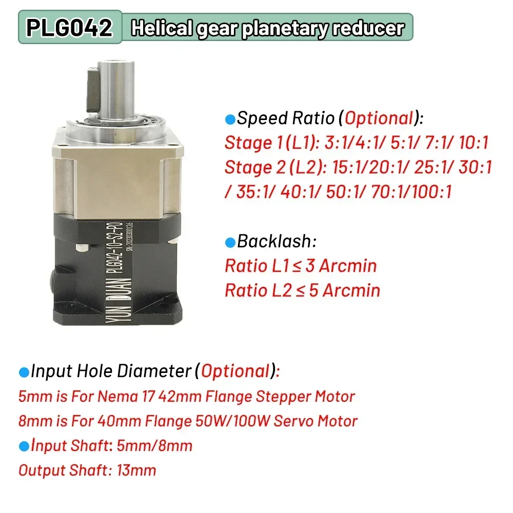 High Precision Planetary Gearbox 3Arcmin 50W-1KW Servo Nema17/23/34 Stepper Motor Best Planetary Reducer for Industrial Robotics