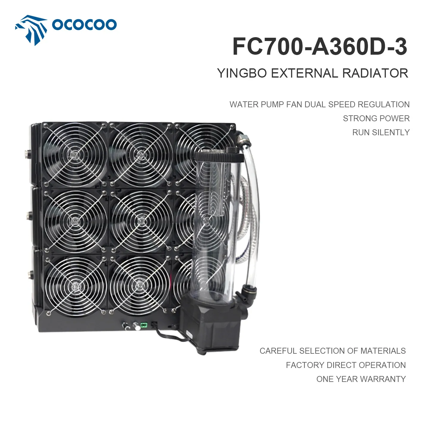 

OCOCOO FC700-A360D-3 Aluminum Radiator Water Cooling System for 3D Printers Computers Liquid Heat Computer Case Processor