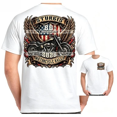 Retro Tee Vintage Chopper Bike Print 2026 Edition Unisex Tshirt Gift for Him Eagle Wing Flame Art Graphic For Family Matching