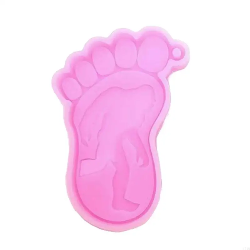 

37JB Foot Shaped Keyring Molds Jewelry Making Tools Silicone Texture Hanging Ornament Moulds Suitable for Hand Making Pendant