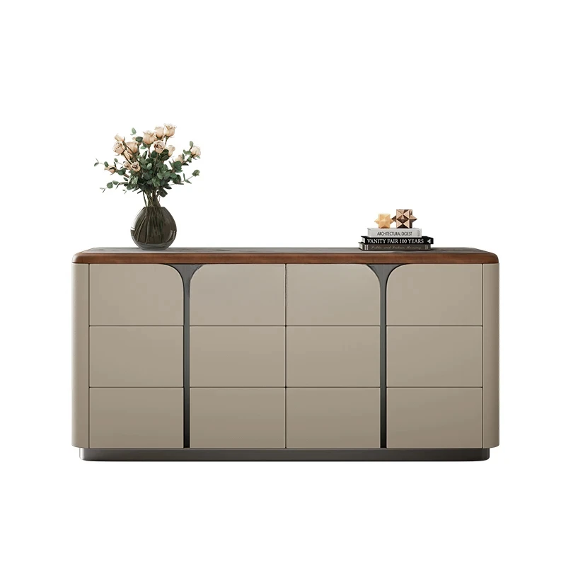 

Italian minimalist six-chest cabinet high-end living room solid wood storage locker