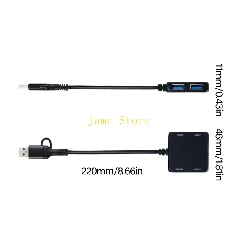 LX0B USB SPLITTER CABLE ADAPTER USB C/USB ذكر إلى 2xUSB2.0+1XUSB3.0+1XTYPE C كابل #6