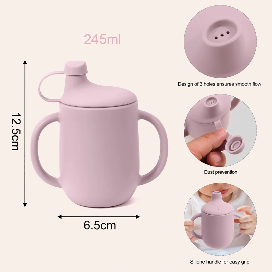 New Mother Kids Baby Silicone Cups With Lid Portable Learning Drinking ​Cup Children\'s Water Bottle Baby Items Free Shipping