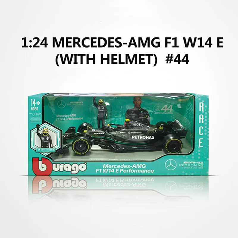 New Prodcut Bburgao F1 1:24 Mercedes-Amg Bnez W14 E Alloy Miniature Diecast Model Lewis Hamilton Pilot Figuaine Toys Kids Gift