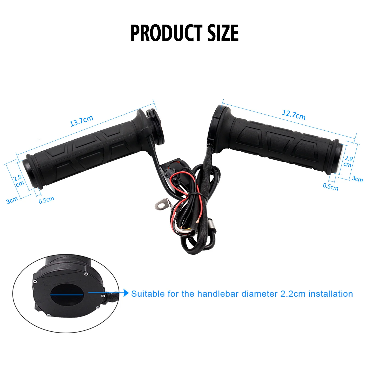 12V Universal Motorcycle Hand Heated Grips Molded Grips ATV Warmers Adjust Temperature Hot Handlebar 22mm