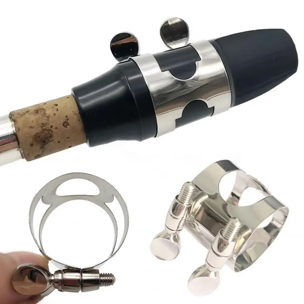 Clarinet Ligature Mouthpiece Ligature with Adjustable Screws Polished Surface B Flat Silver Ligature