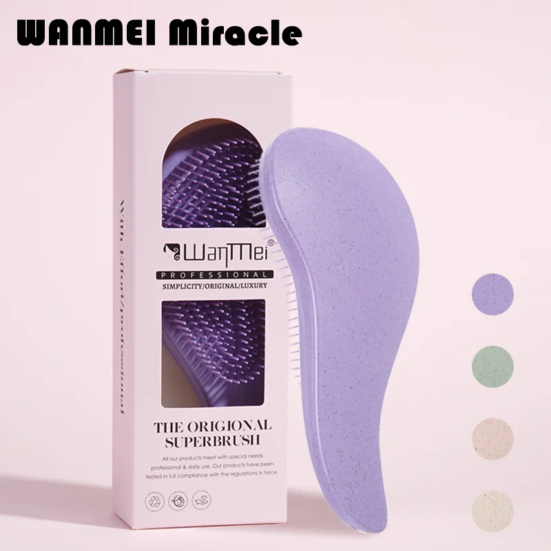 1pcs Magic Detangling Hairbrush Soft Wheat Straw Scalp Massage Comb with Box Antistatic Gentle Grooming Salon Hair Styling Brush