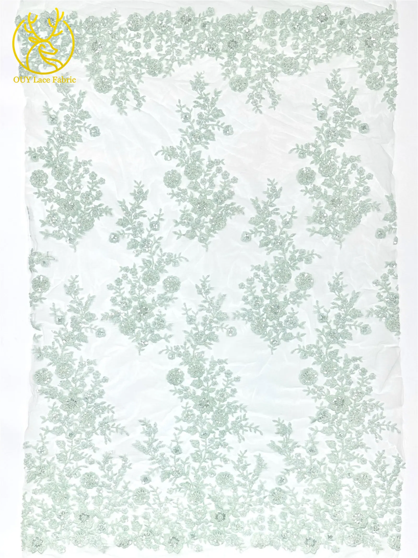 Neuer Stil Nigerianischer Bestickter Perlen-Spitzenstoff Hochwertige Afrikanische Pailletten-Spitze Brautkleid DIY Dekorationsstoff – Detail 6