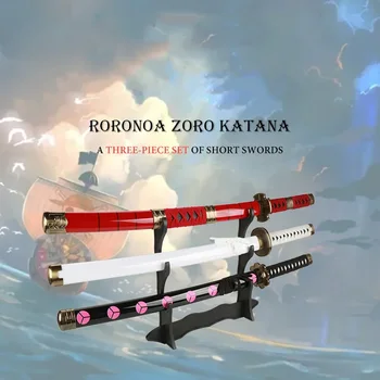 Driedelige Roronoa Zoro Katana Anime Karakters Zwaard Cosplay Speelgoed Katana Gratis riem en zwaardhouder