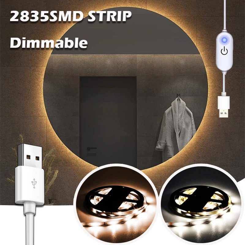 USB Flexible LED Strip Lights, Dimmable LED Strips, 5V LED Light Strips White LED Light Strip for Holiday/Home/Party Decoration
