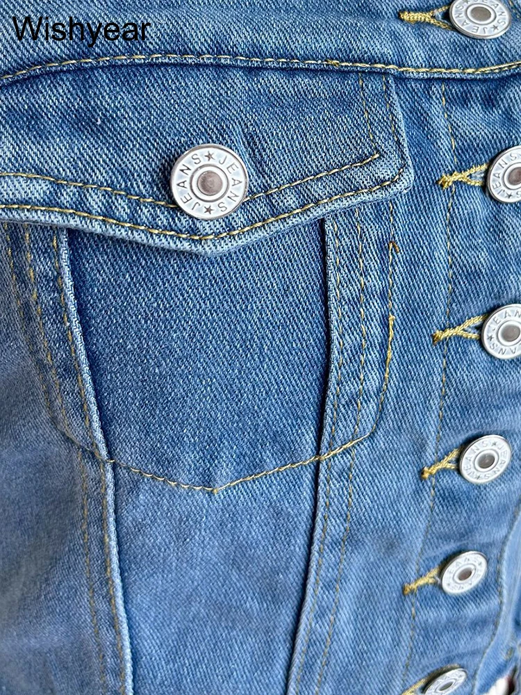 Modny, z kieszeniami nieregularne szorty i topy typu tuba 2 zestawy dwuczęściowe Denim Stretch kobiety letnie urodziny strój klubowy kobiece