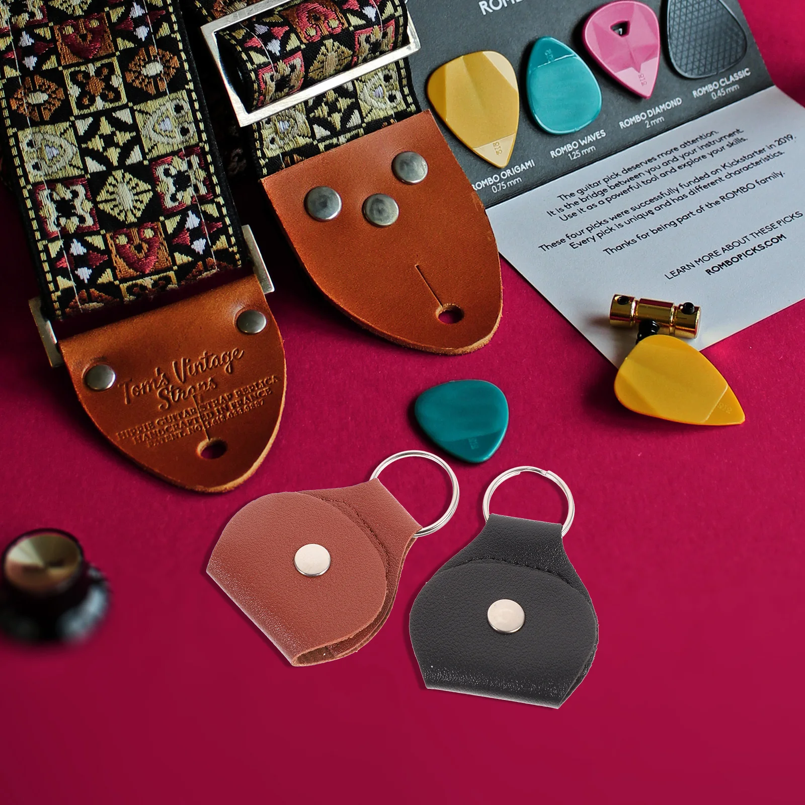 

6Pcs Guitar Plectrum Holder Bag Functional Elegant Design Heavy-Duty Material Pick Organizer for Musicians Travel-Friendly