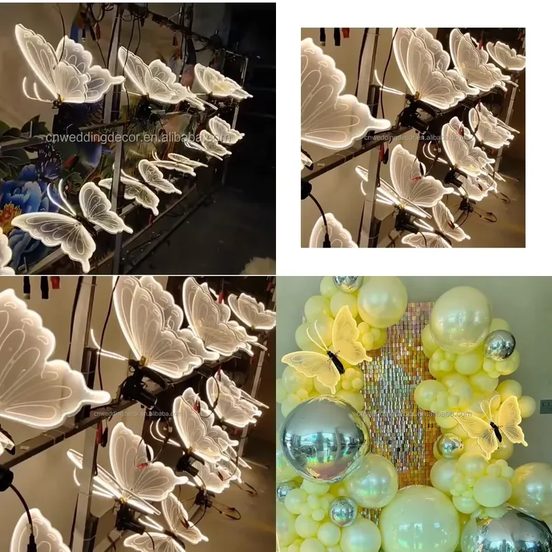 for Cleasr Electric Butterfly Balloon Decoration Glowing LED Wings for Birthday Wedding Party Supplies Home Decor Model 2024