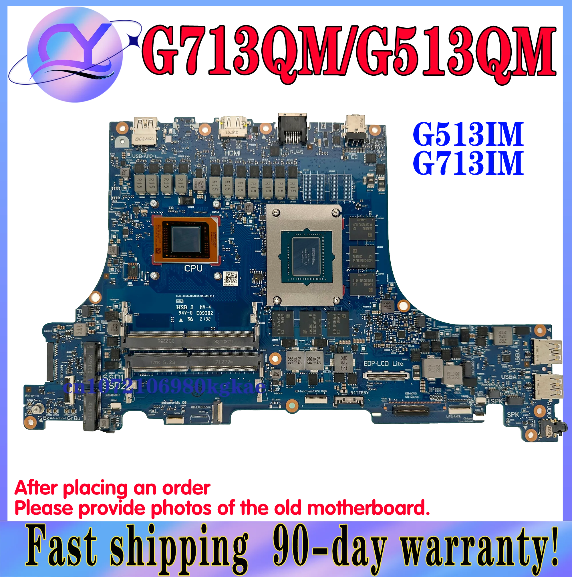 Placa base G513QM para ASUS G713QM G513IM G713IM G513QR G713QR G513QS G733QS placa base para ordenador portátil con R7 R9-4th/5th RTX3060/3070/3080