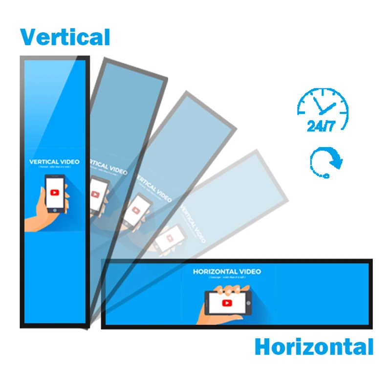 New 19/21/24/28//29/36/43/46/ Inch Lcd Screen Stretched Bar Digital Shelf Display/edge Display/wide Lcd Panel Sign