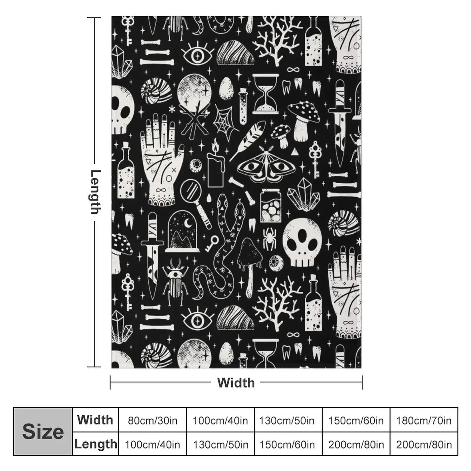 Curiosities: Bone Black Throw Blanket couch cozy soft plush fuzzy picnic outdoor blanket