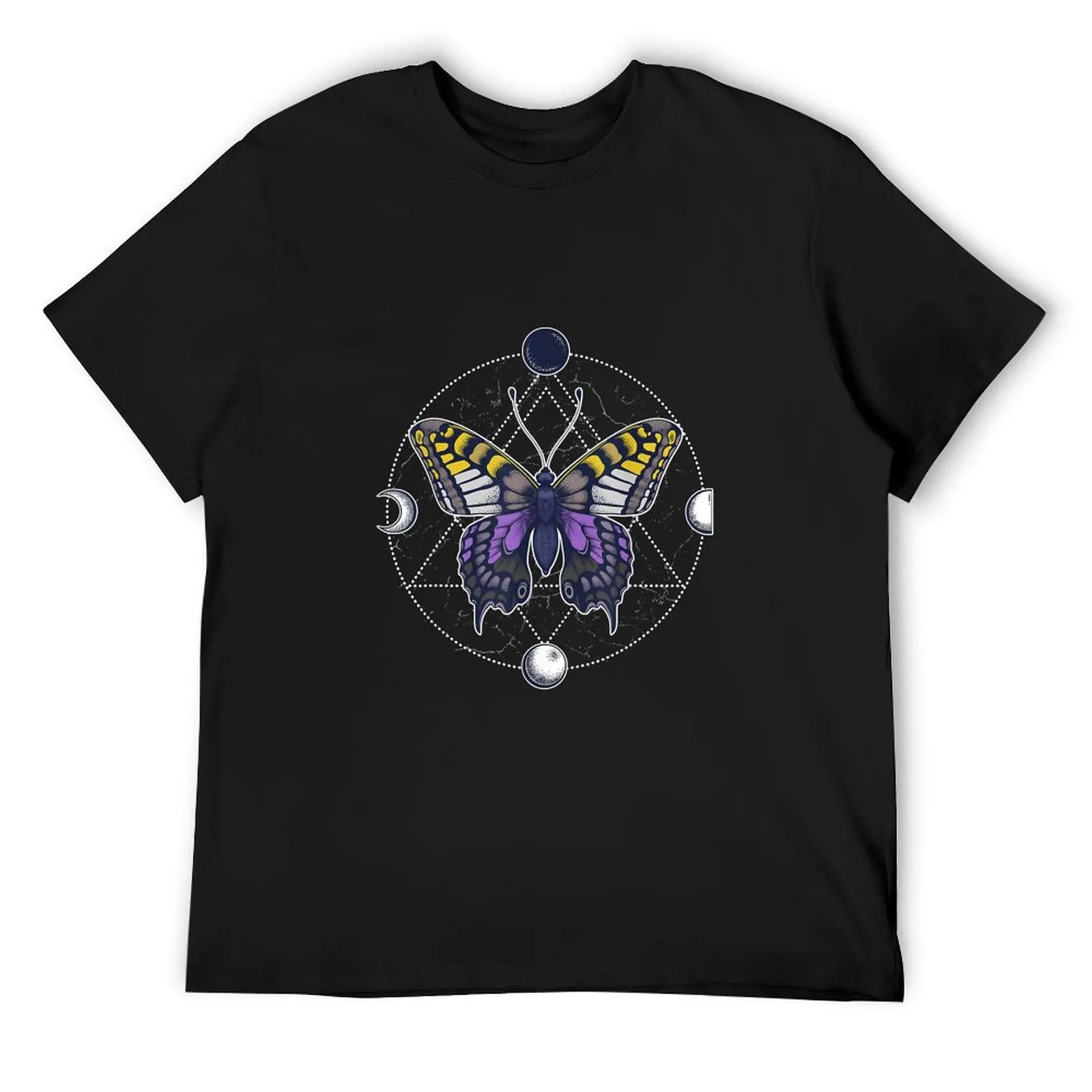 

Nonbinary Butterfly Enby Pride Flag LGBT Subtle Transgender T-Shirt graphics street wear tees big and tall t shirts for men