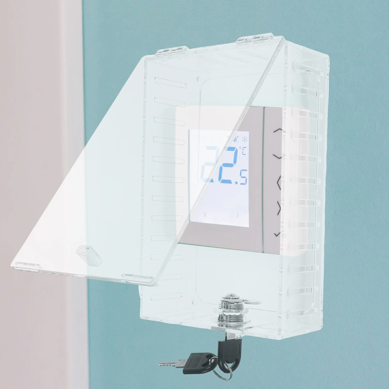 ترموستات اقفال الصناديق الحرس أغطية معدنية مفتاح قفل واضح غطاء الحائط حماية في الهواء الطلق مكافحة العبث قوي البلاستيك HVAC #3