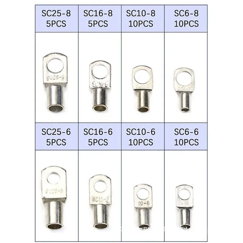 60pcs Tin Plated Copper SC6-25 Cable Lugs HX-50B Ratchet Crimper & Wire Cutter Set for Automotive and Industrial Use - view 6