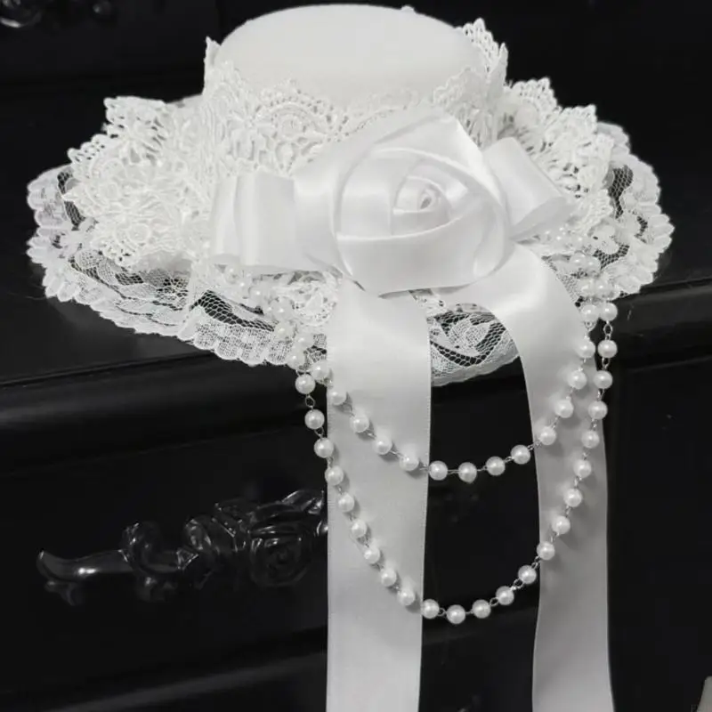 Gothic Lolitas Top Hat Clips Coids coiffeur Rose en dentelle lacet Cultures Cultures Accessoires Halloween Cosplay F3MD
