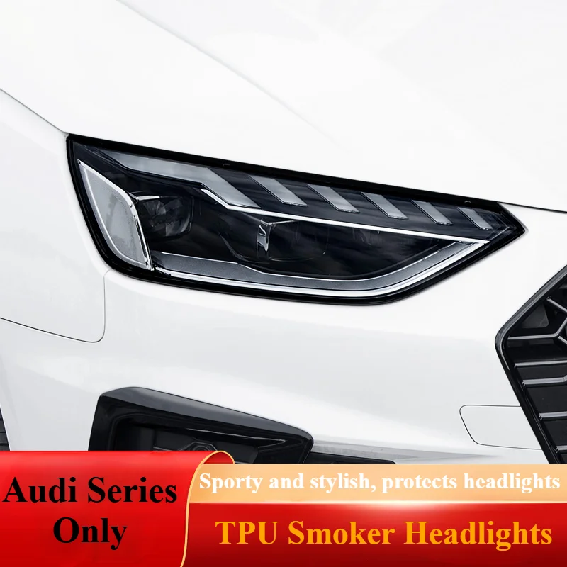 Car Headlight Protective Film Auto HeadlampTrim Film Transparent Smoked Black TPU Sticker For Audi A4L/A6L/A3/Q3/Q5L/Q7/A5/A7/Q8